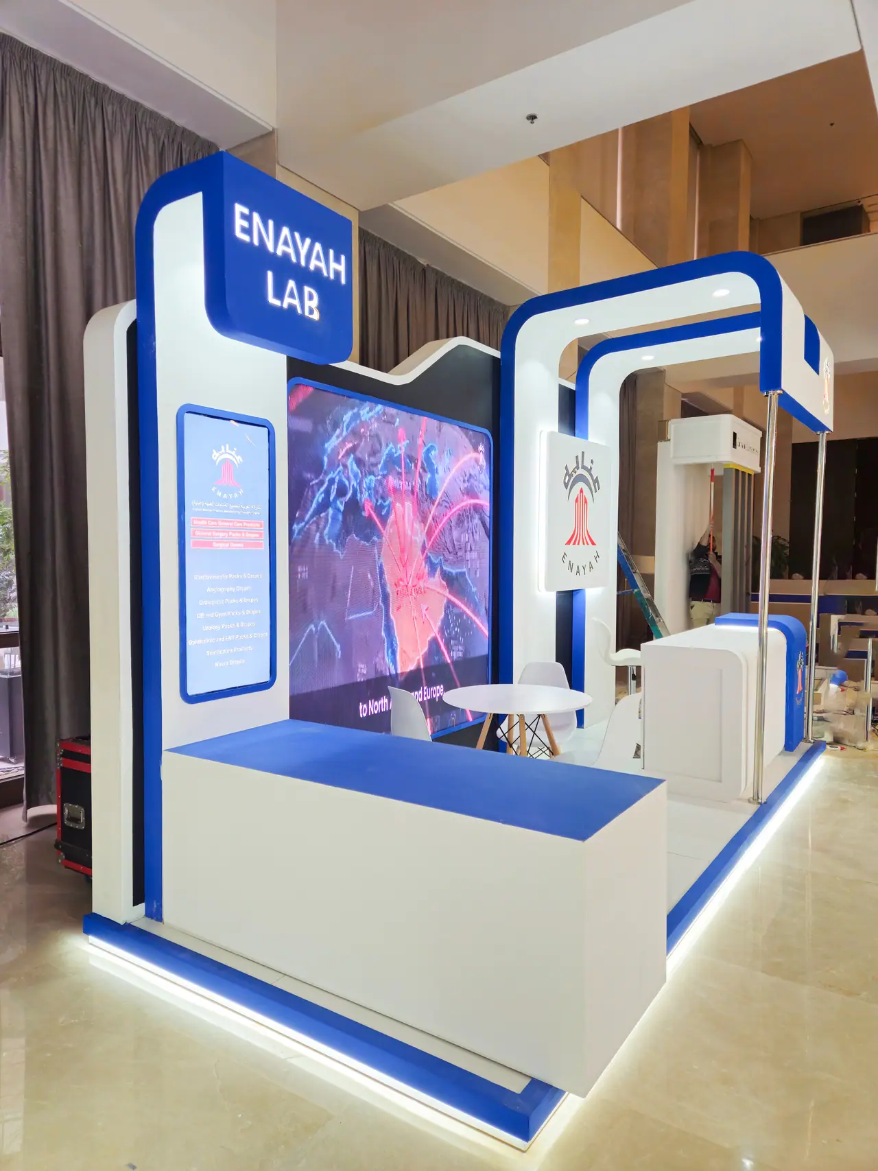 Enayah Lab — GIS Conference Stand — Stepped two-height frame