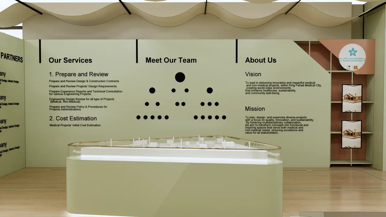 Riyadh Second Health Cluster — Projects Showcase — Welcome wall — services, team and vision